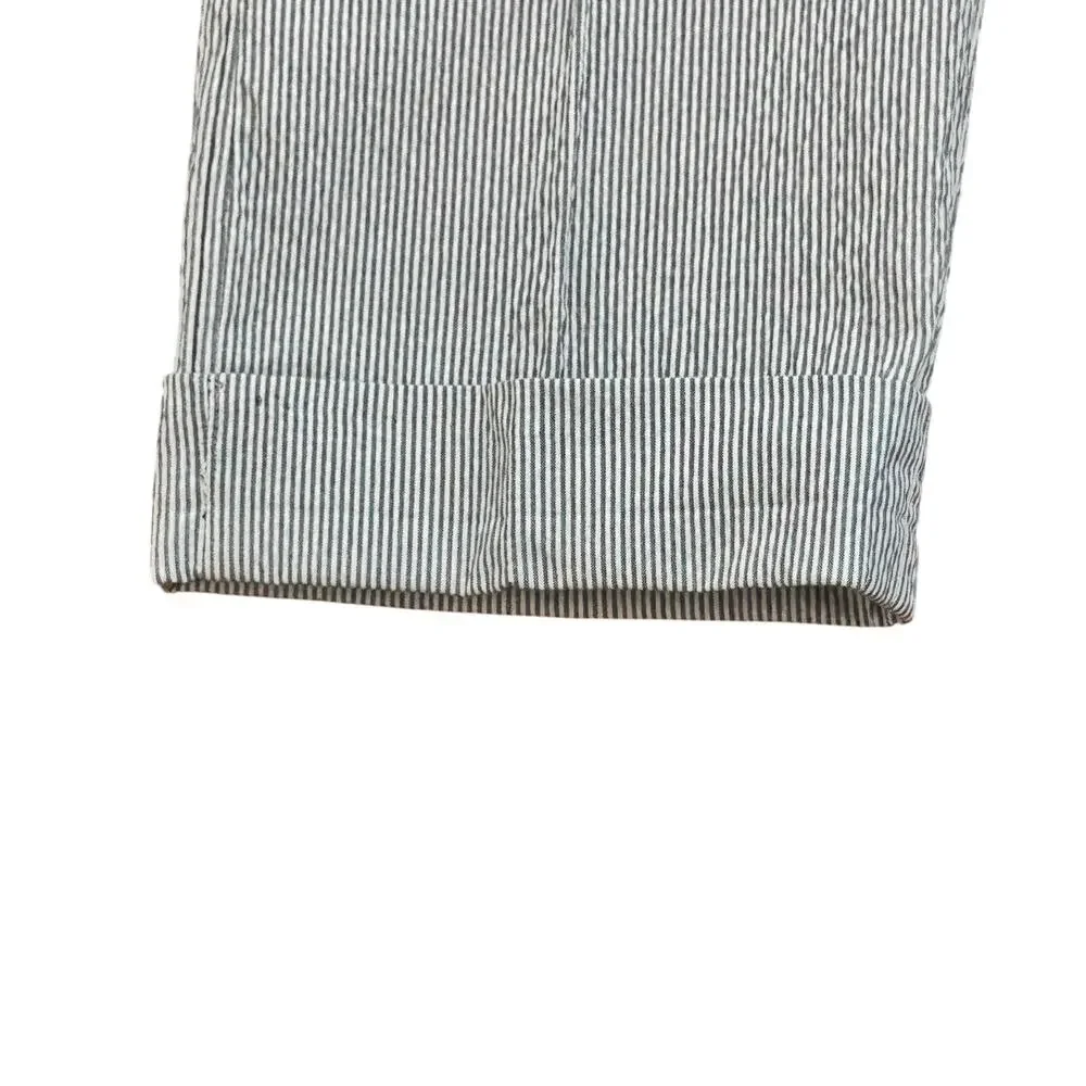 TODD SNYDER Mens 33 Gray Pinstripe‎ Seersucker Cuffed Crop Pants Kentucky Derby